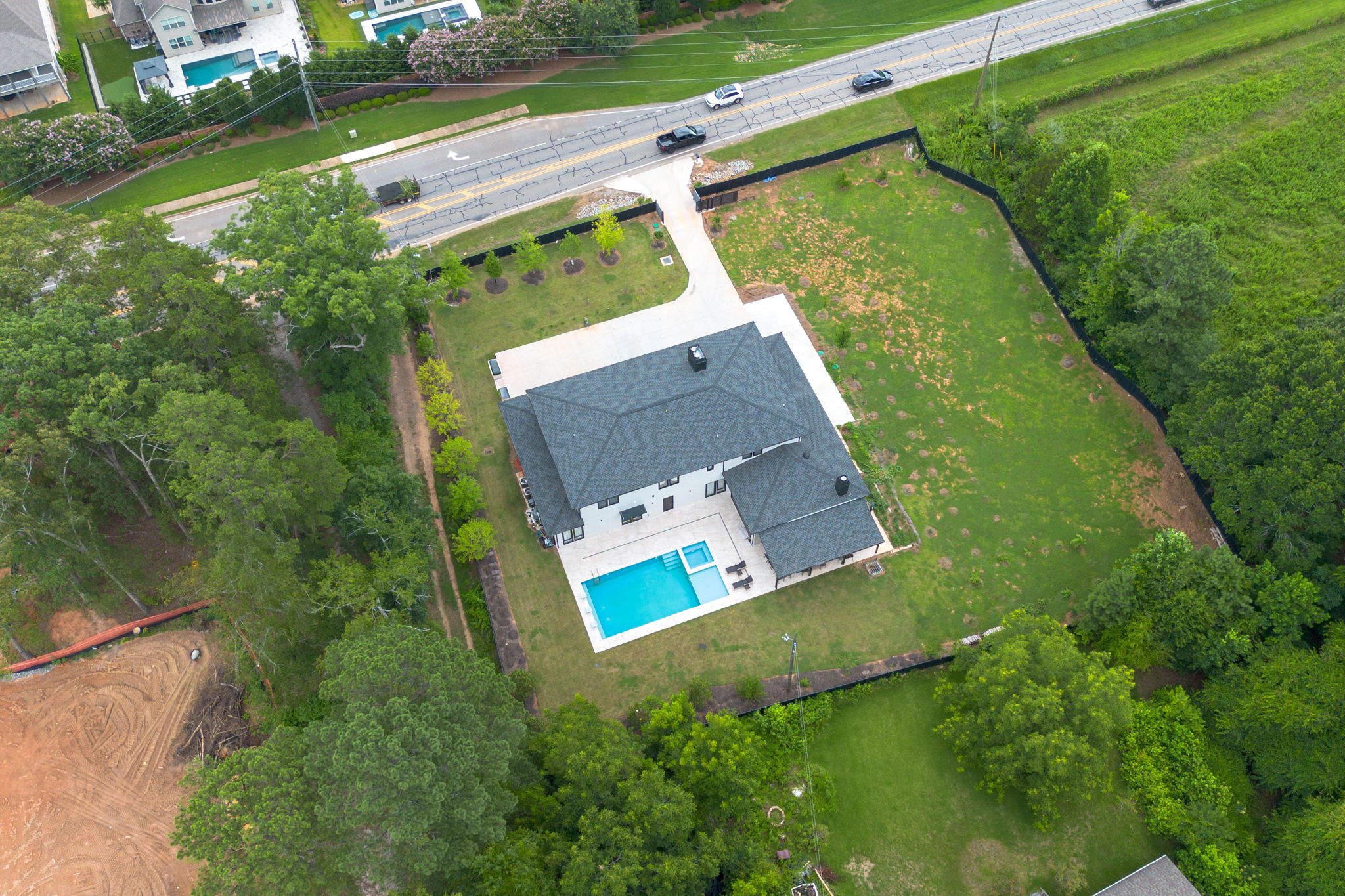 Aerial view of the private estate grounds